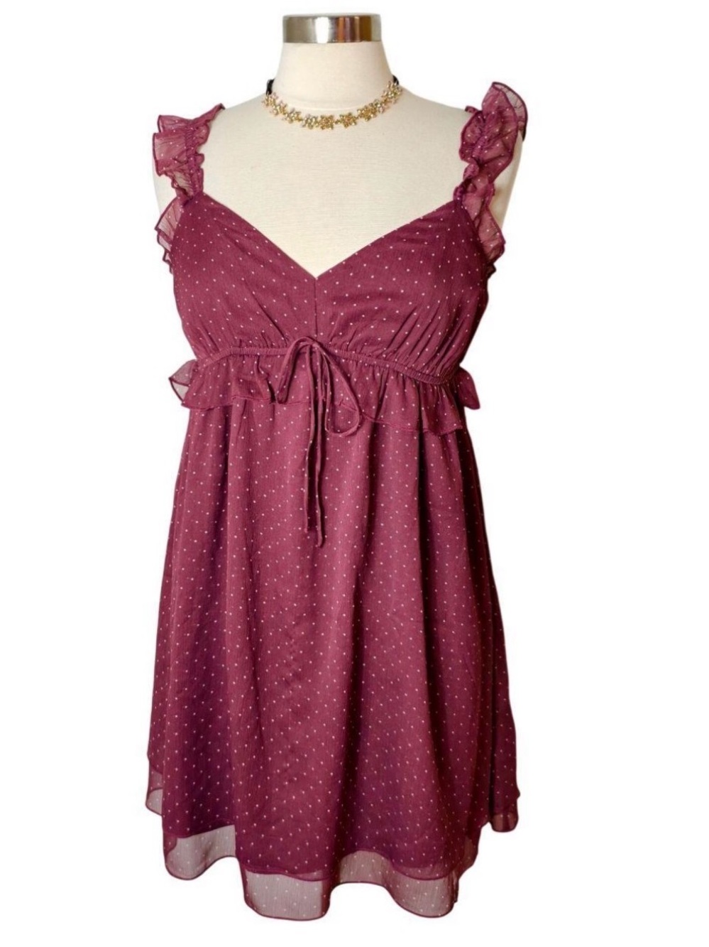 American Eagle Mini Polka Dot Chiffon Baby Doll Dress